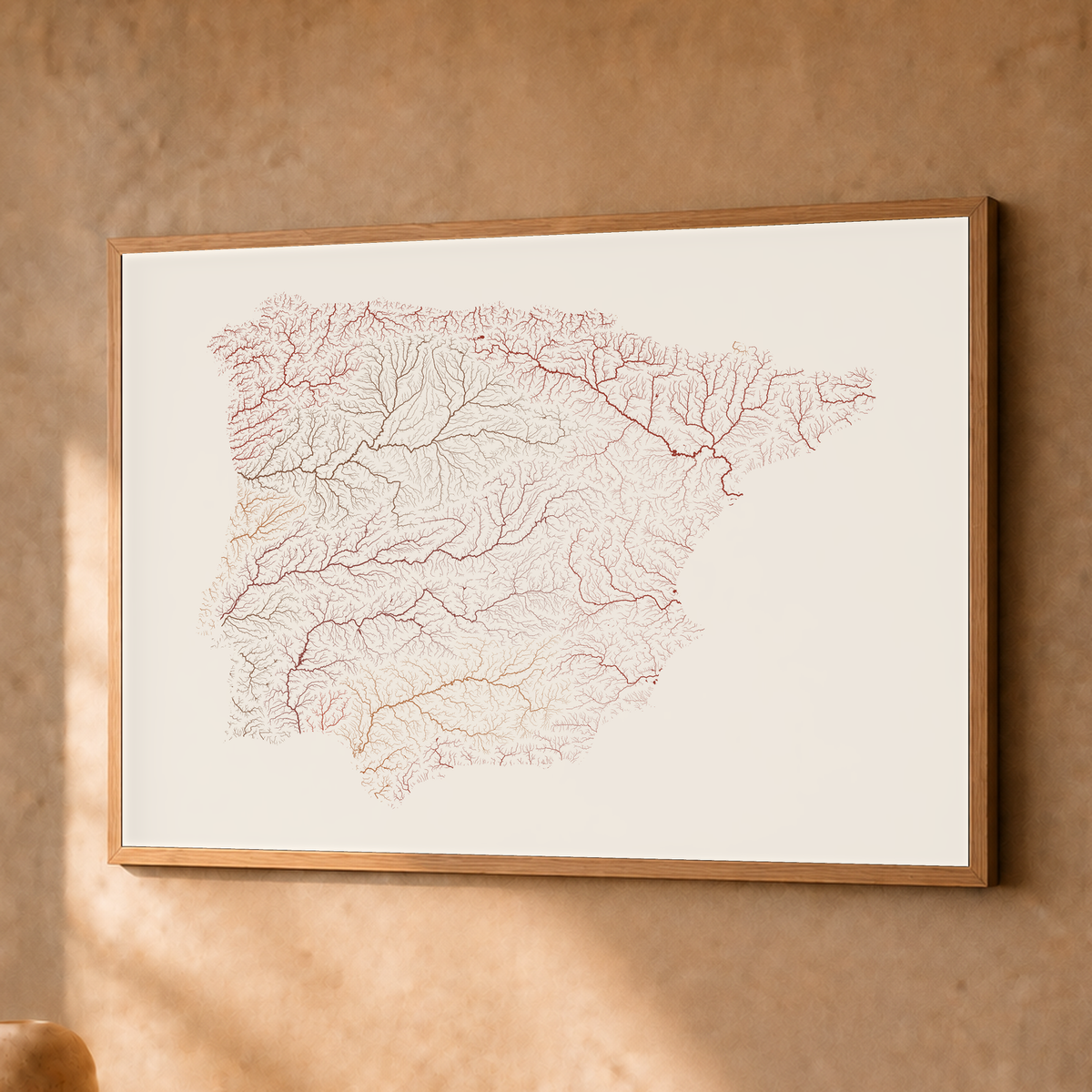 Beautiful Rivers — Península Ibérica — Terracota e areia, Fine art emoldurado · 30 × 40 cm, Natural · Sem margem