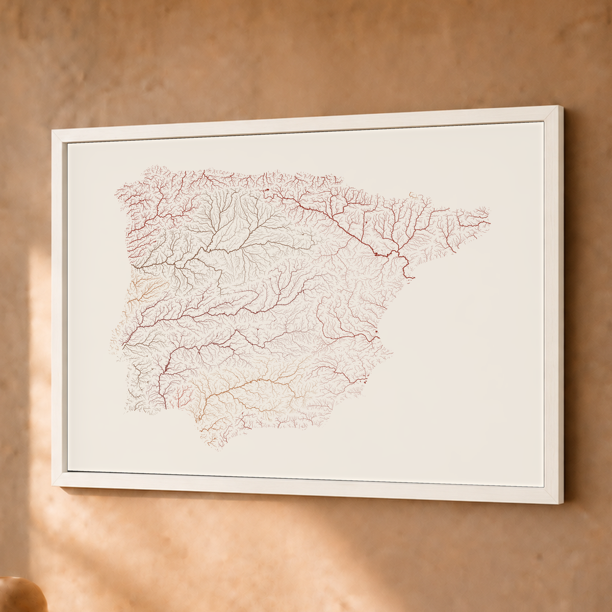 Beautiful Rivers — Península Ibérica — Terracota e areia, Fine art emoldurado · 30 × 40 cm, Branco · Sem margem