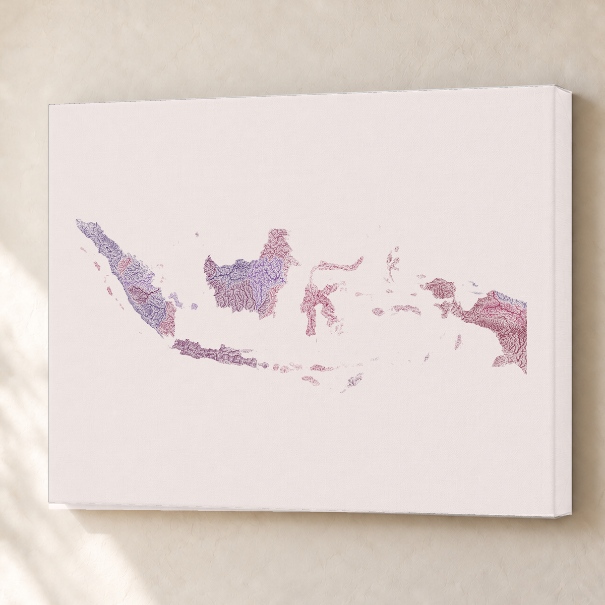 Quadro dos rios da Indonésia — Ameixa e rosé, Sem margem — Canvas — 4x3