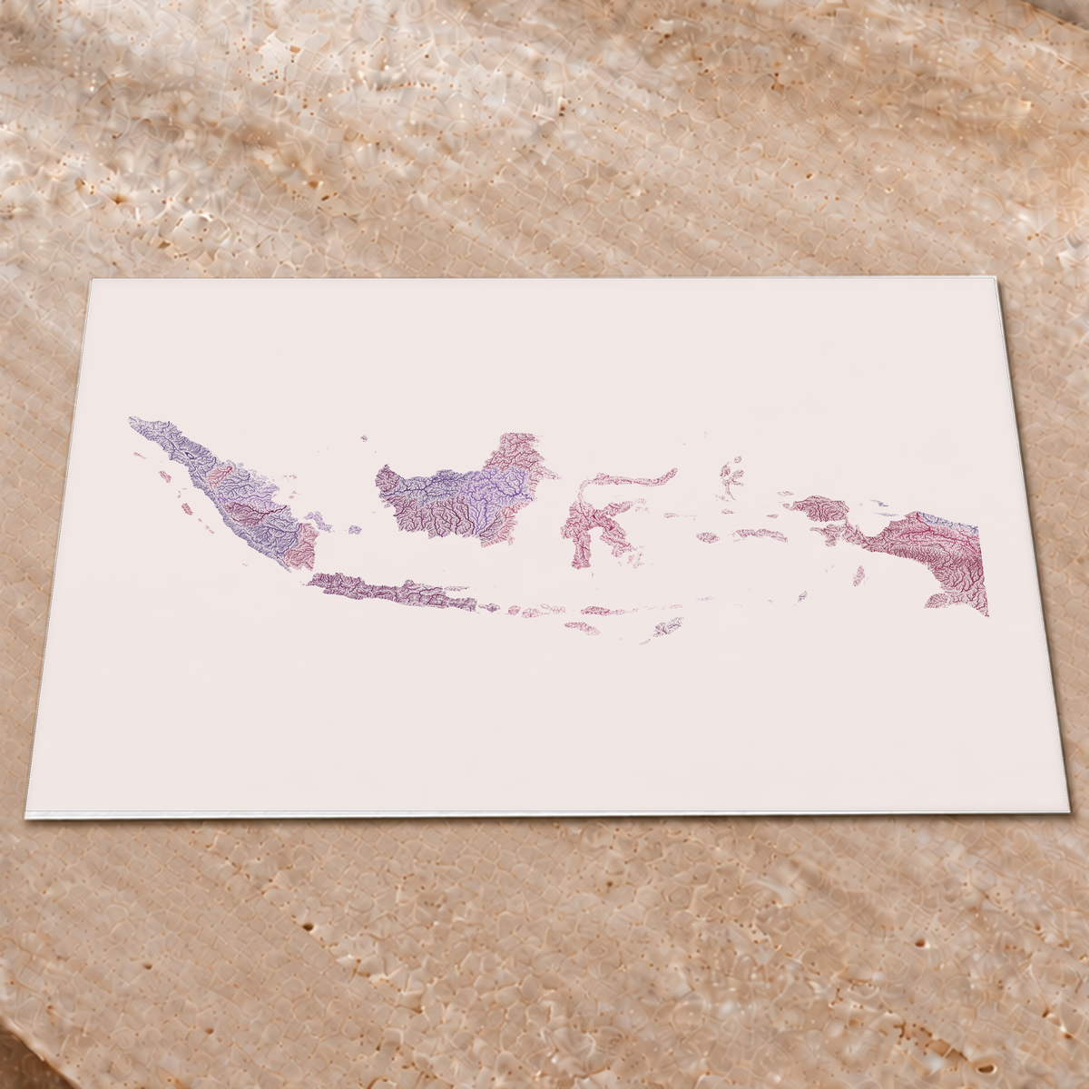 Quadro dos rios da Indonésia — Ameixa e rosé, Sem margem — Fine art print — 4x3