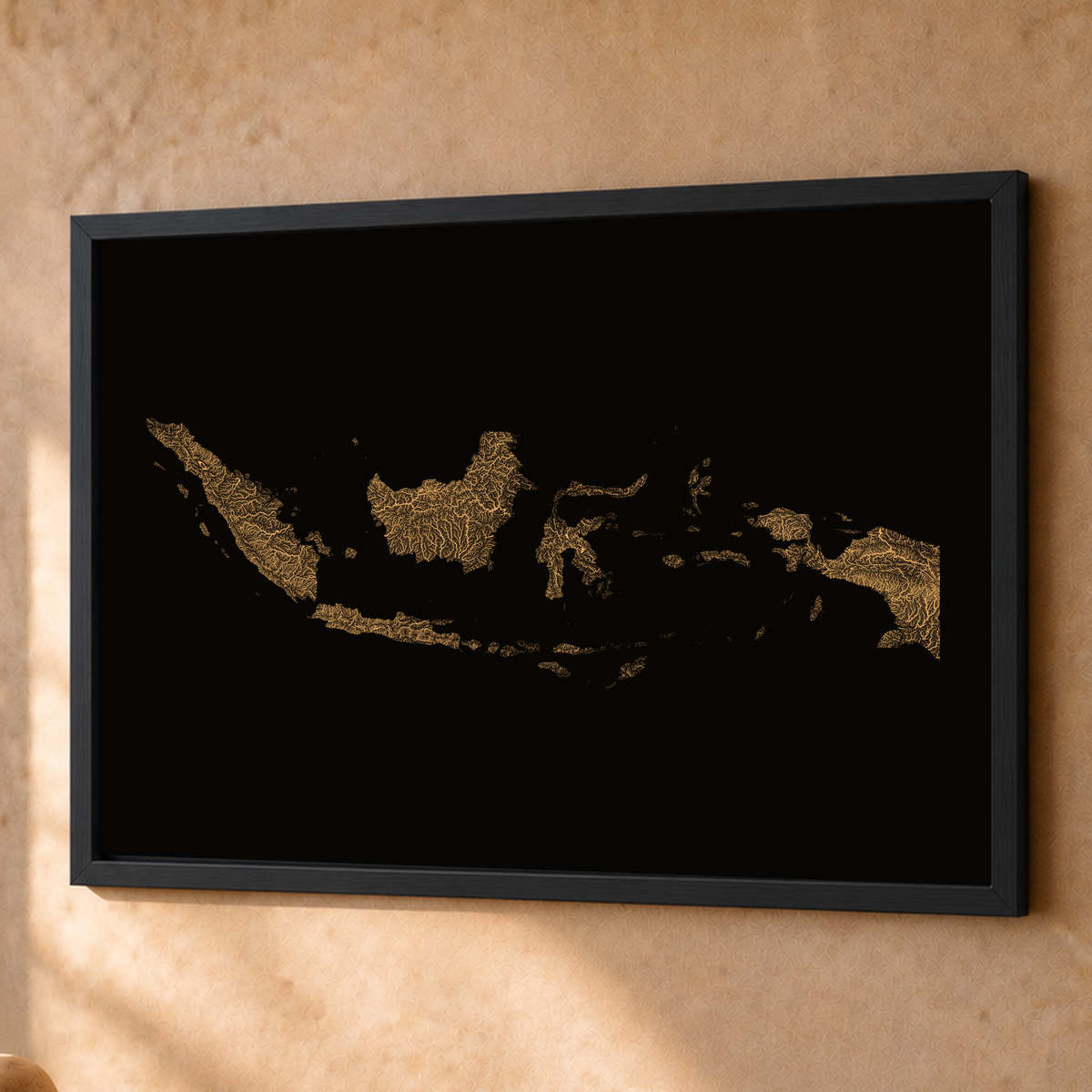 Quadro dos rios da Indonésia — Cobre, Preto · Sem margem — Fine art emoldurado — 4x3