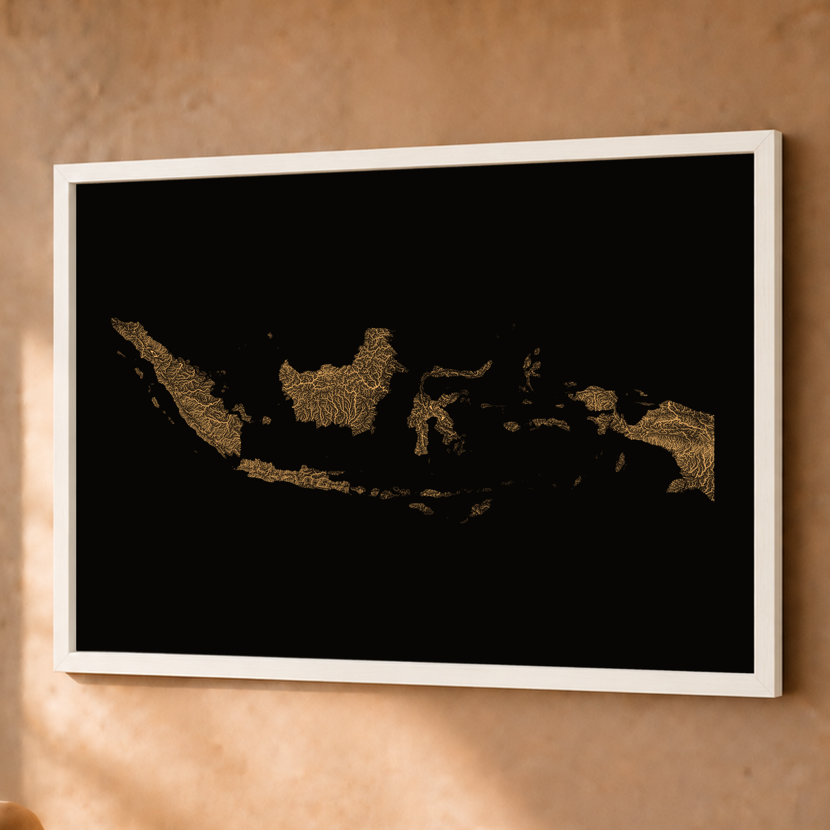 Quadro dos rios da Indonésia — Cobre, Branco · Sem margem — Fine art emoldurado — 4x3