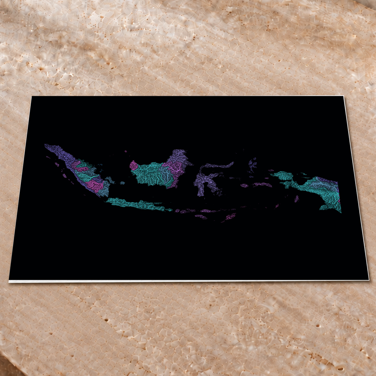 Quadro dos rios da Indonésia — Neon hidrográfico, Sem margem — Fine art print — 4x3