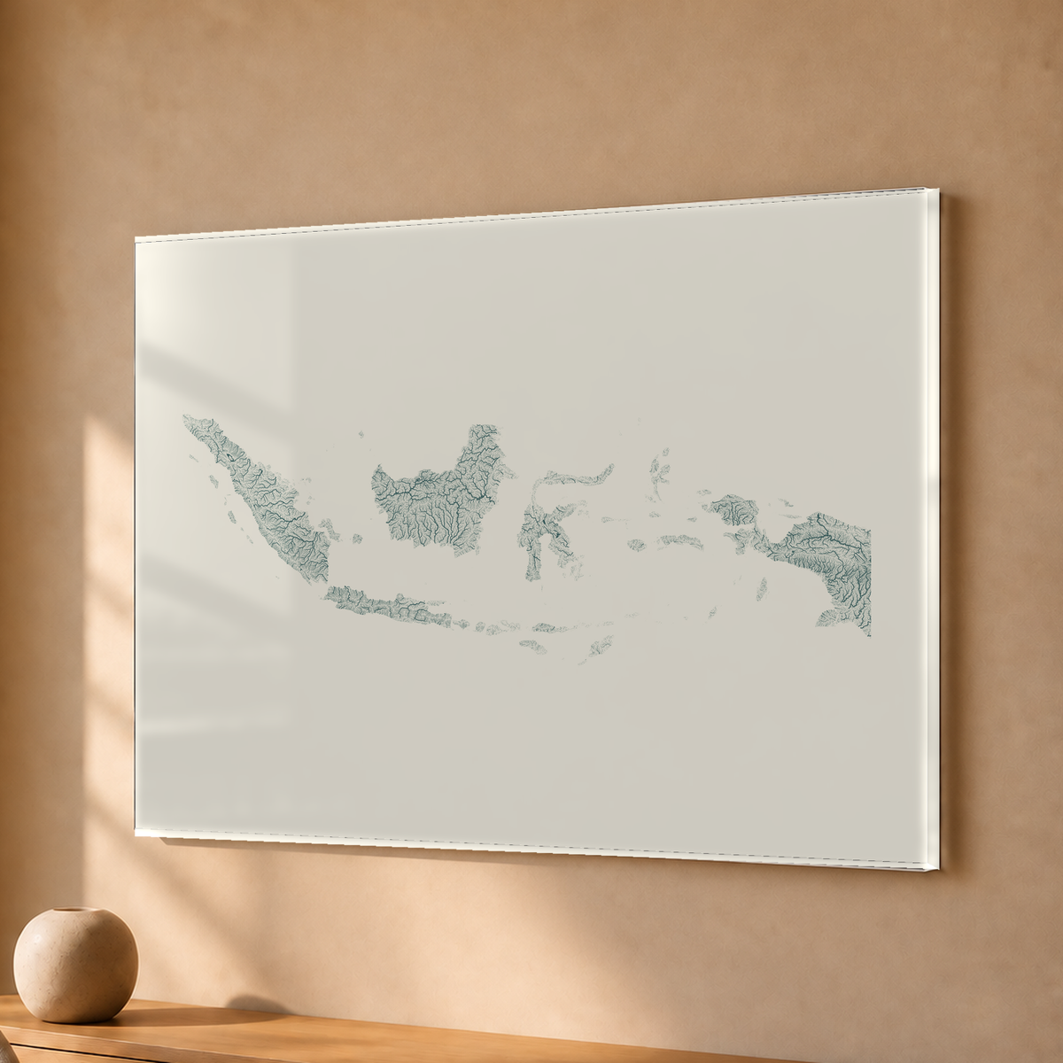Quadro dos rios da Indonésia — Natural e luminosa, Sem margem — Acrílico — 4x3