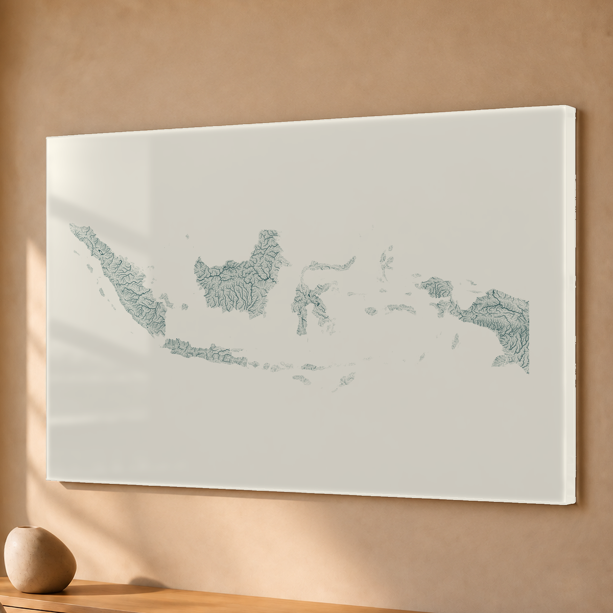 Quadro dos rios da Indonésia — Natural e luminosa, Sem margem — Acrílico — 3x2