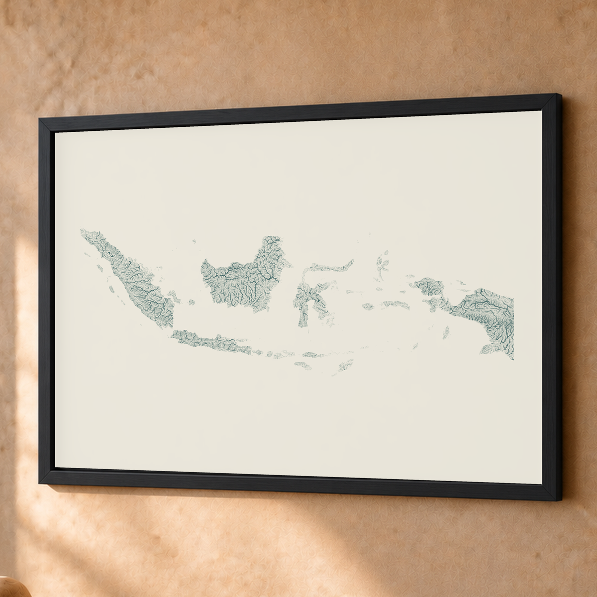 Quadro dos rios da Indonésia — Natural e luminosa, Preto · Sem margem — Fine art emoldurado — 4x3