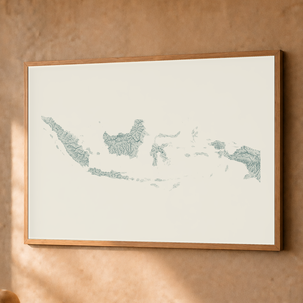 Quadro dos rios da Indonésia — Natural e luminosa, Natural · Sem margem — Fine art emoldurado — 4x3