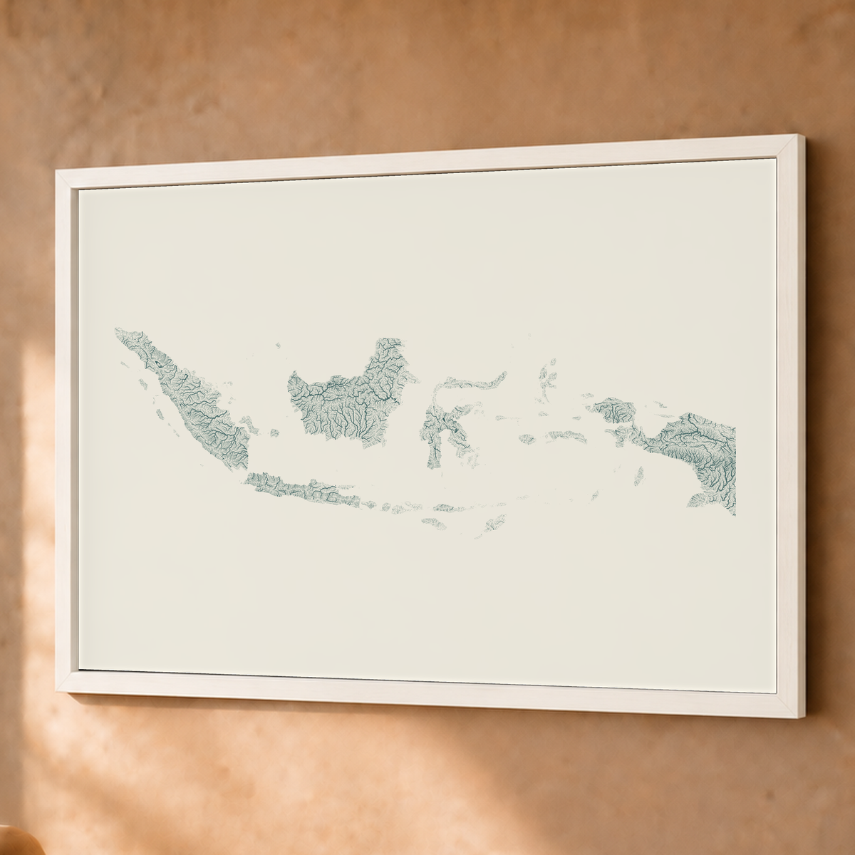 Quadro dos rios da Indonésia — Natural e luminosa, Branco · Sem margem — Fine art emoldurado — 4x3