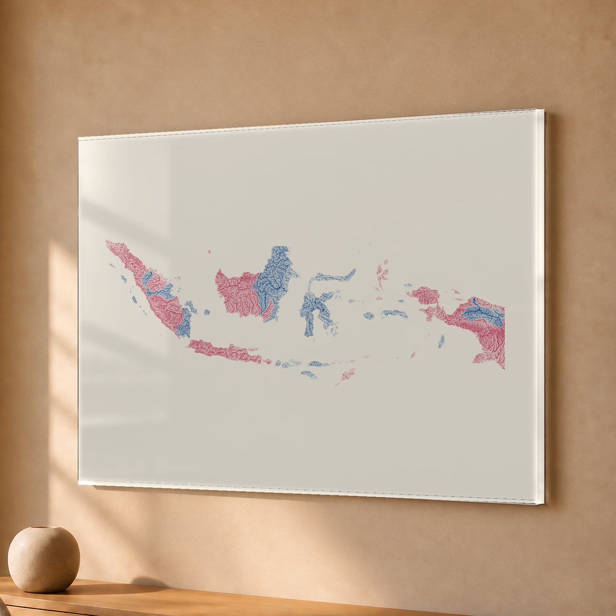 Quadro dos rios da Indonésia — Risografia, Sem margem — Acrílico — 4x3
