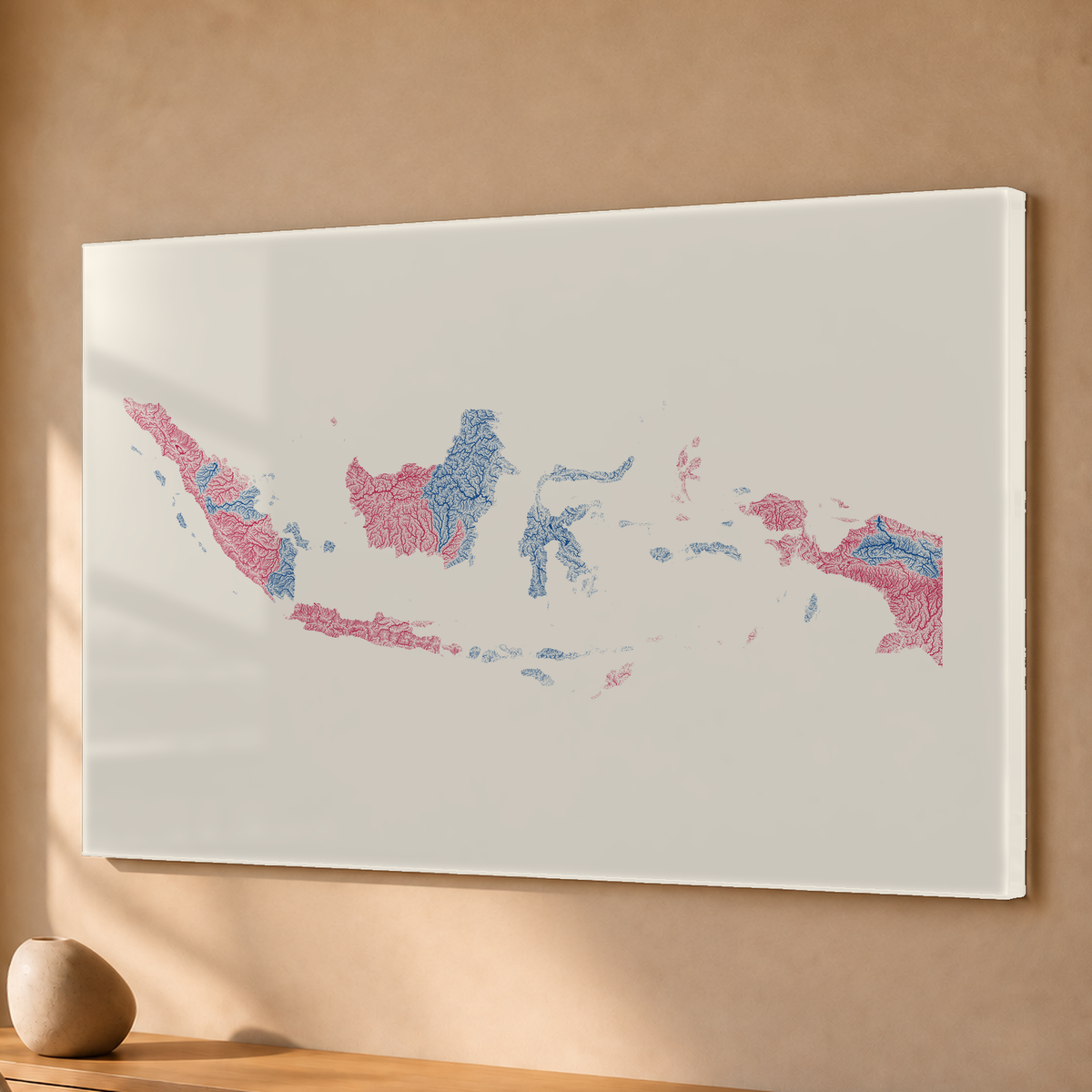 Quadro dos rios da Indonésia — Risografia, Sem margem — Acrílico — 3x2