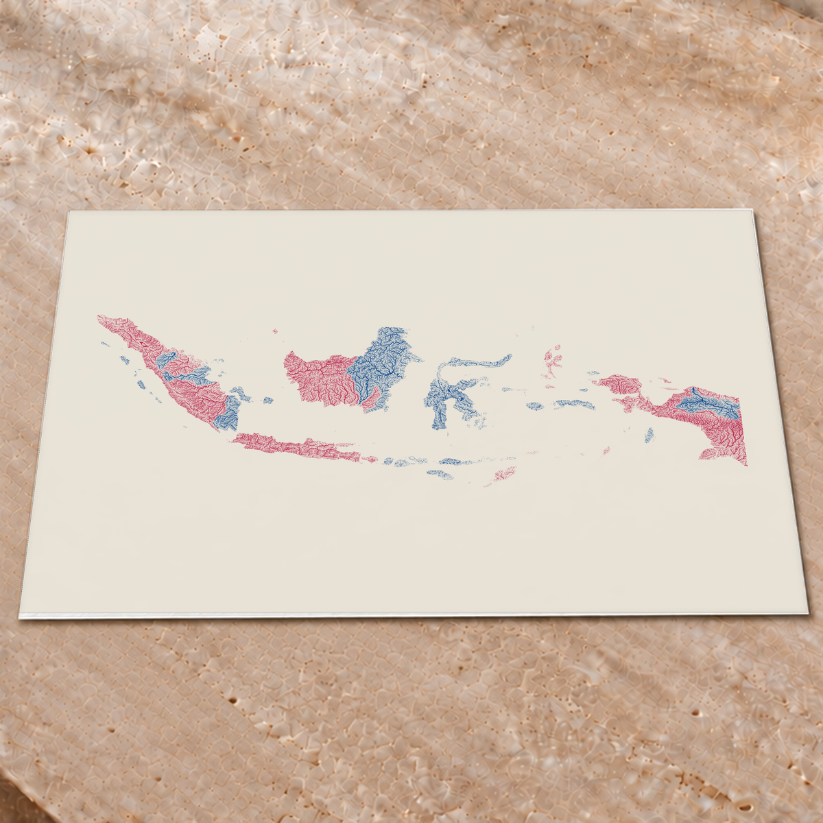 Quadro dos rios da Indonésia — Risografia, Sem margem — Fine art print — 4x3