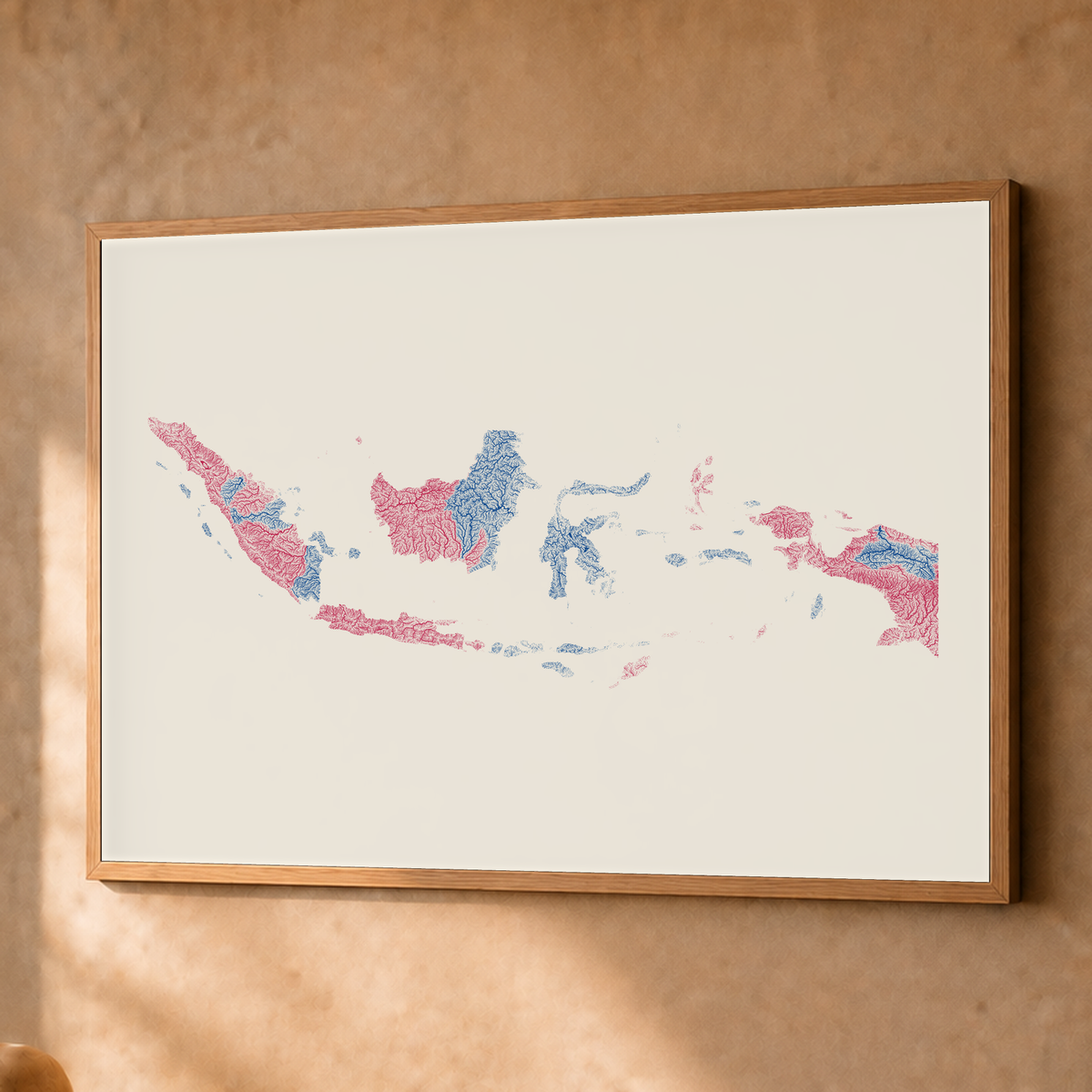 Quadro dos rios da Indonésia — Risografia, Natural · Sem margem — Fine art emoldurado — 4x3