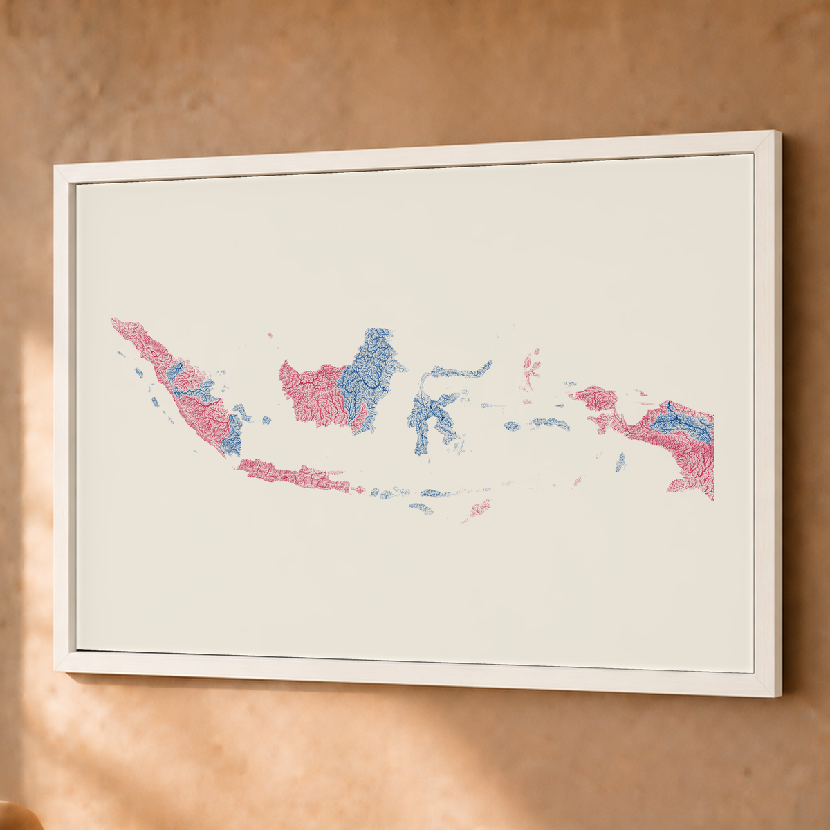 Quadro dos rios da Indonésia — Risografia, Branco · Sem margem — Fine art emoldurado — 4x3