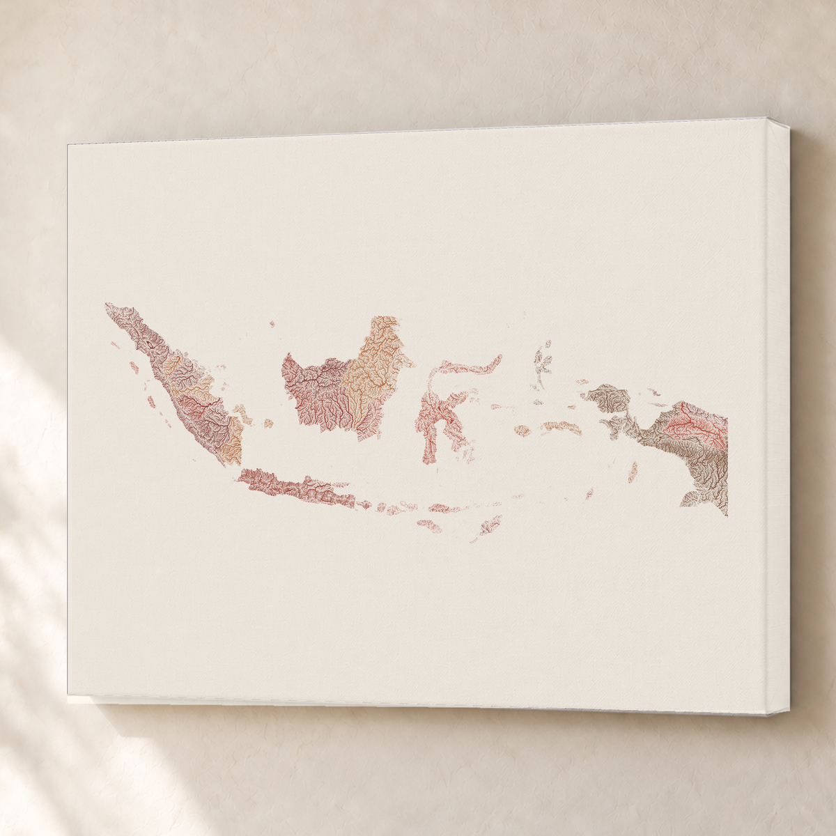 Quadro dos rios da Indonésia — Terracota e areia, Sem margem — Canvas — 4x3