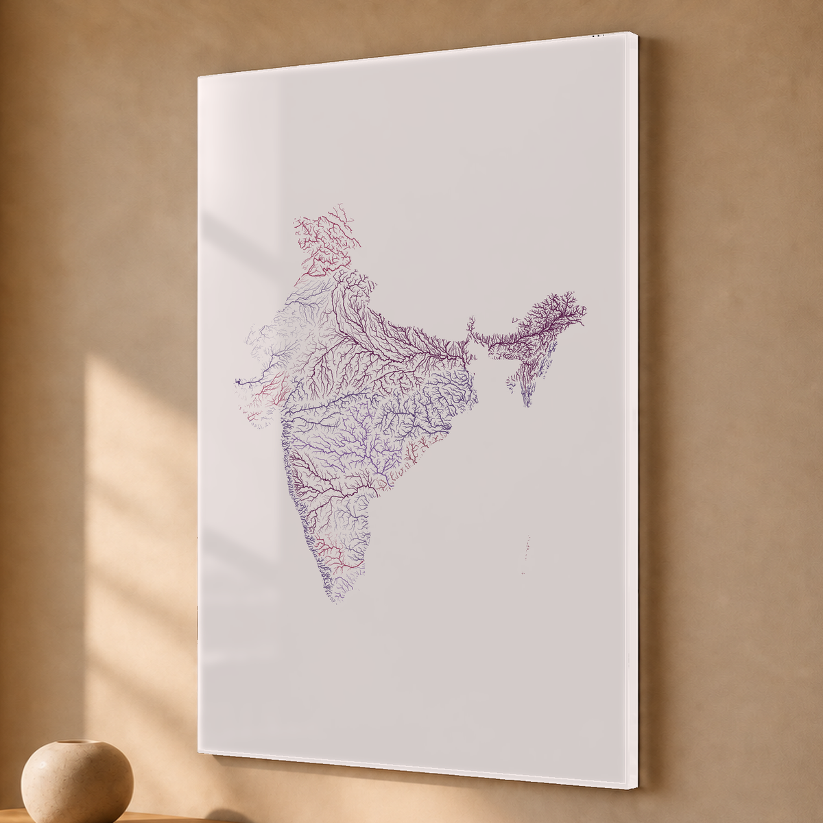 Beautiful Rivers — Índia — Ameixa e rosé, Acrílico · 40 × 60 cm, Sem margem