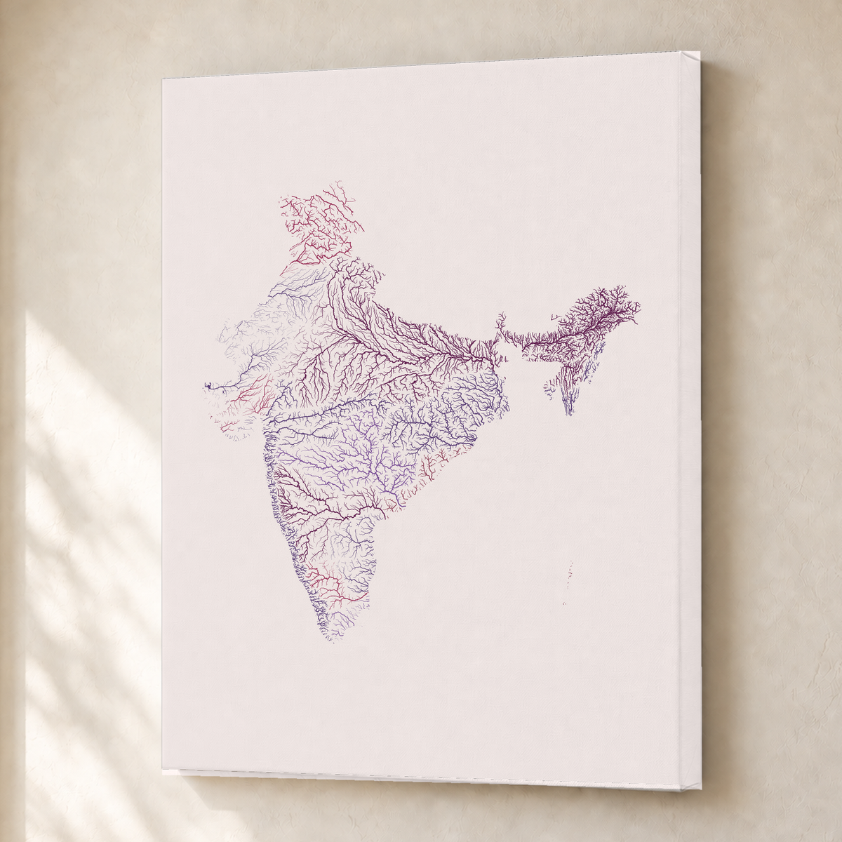Beautiful Rivers — Índia — Ameixa e rosé, Canvas · 30 × 40 cm, Sem margem