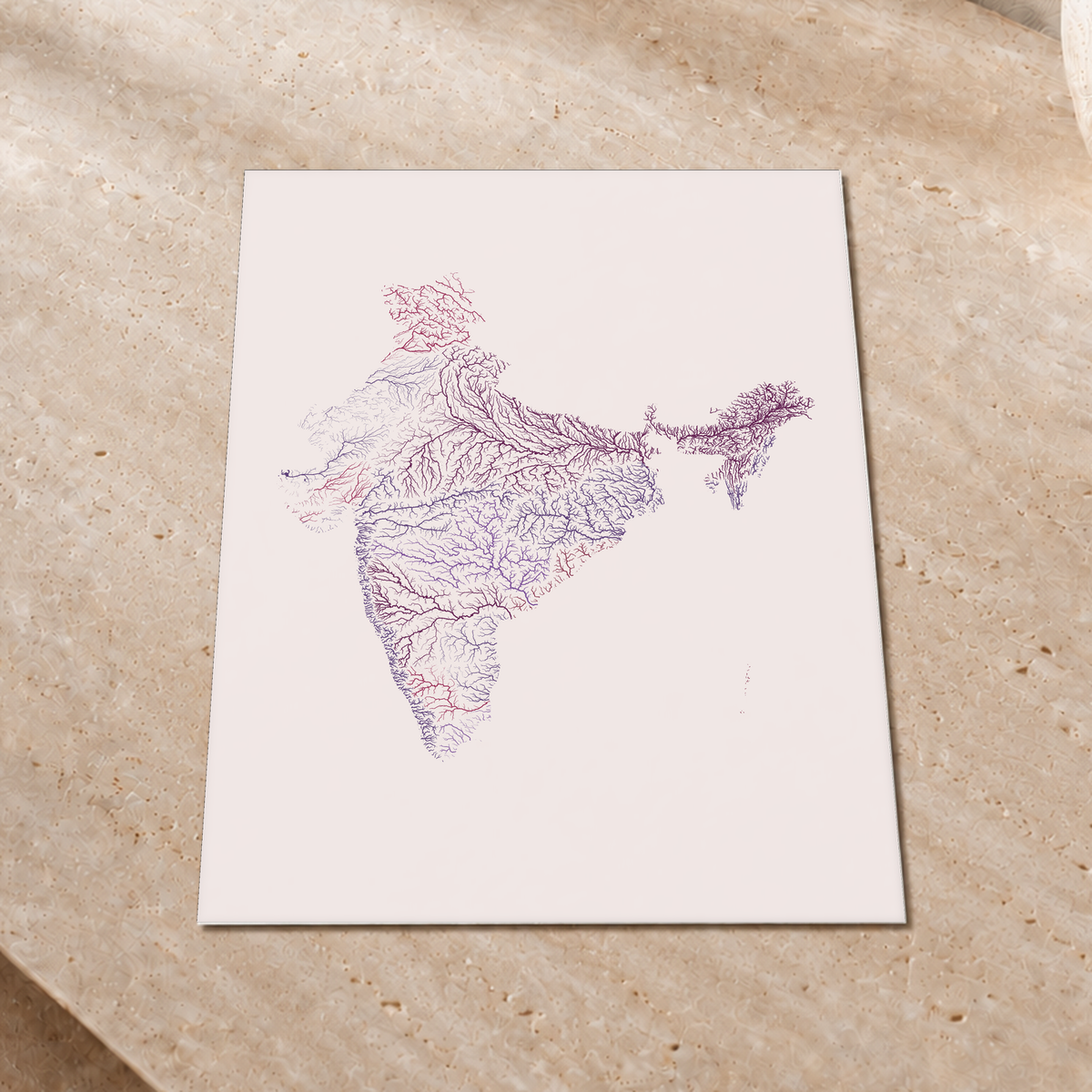 Beautiful Rivers — Índia — Ameixa e rosé, Impressão fine art · 30 × 40 cm, Sem margem