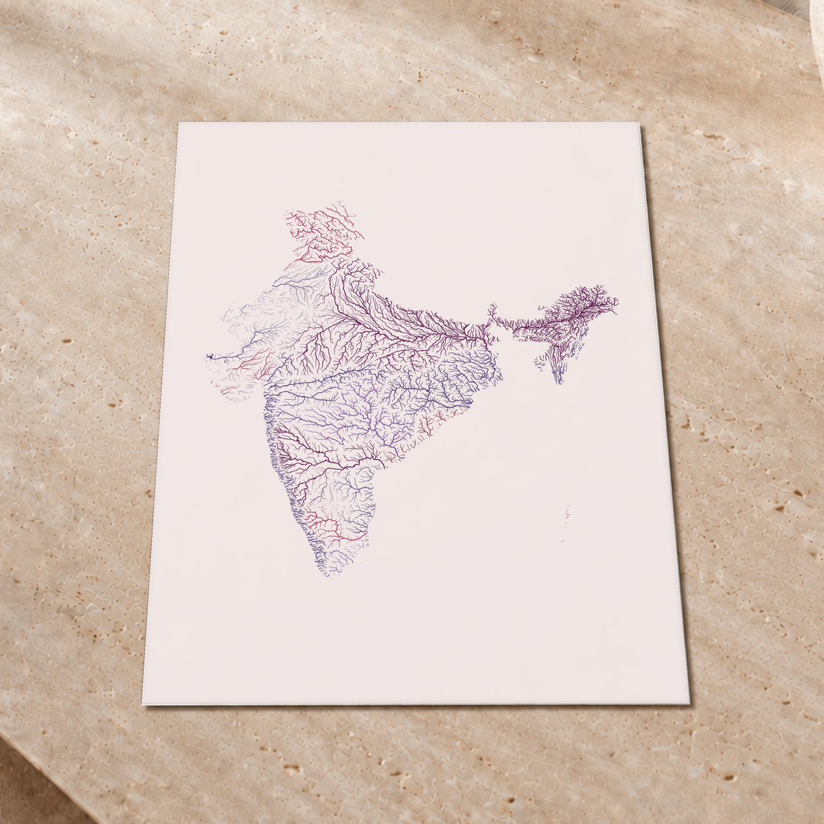 Beautiful Rivers — Índia — Ameixa e rosé, Impressão fine art · 45 × 60 cm, Sem margem