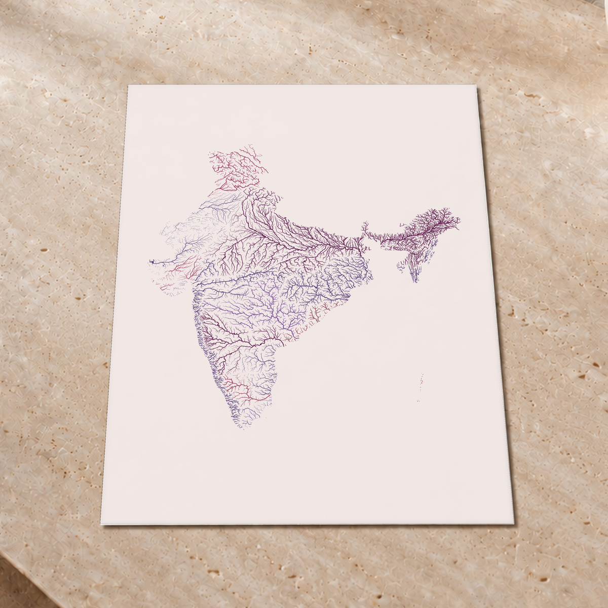 Beautiful Rivers — Índia — Ameixa e rosé, Impressão fine art · 60 × 80 cm, Sem margem