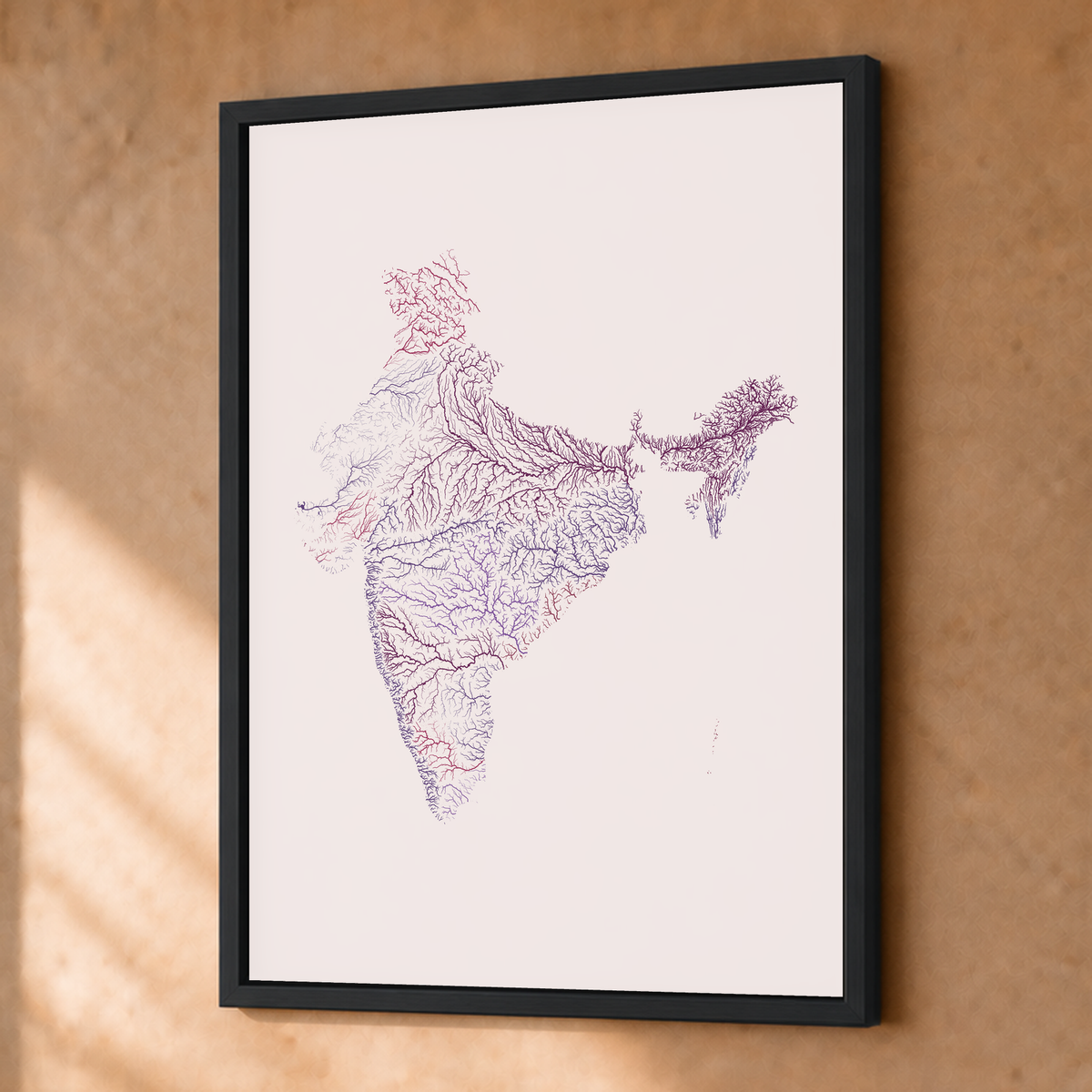 Beautiful Rivers — Índia — Ameixa e rosé, Fine art emoldurado · 30 × 40 cm, Preto · Sem margem