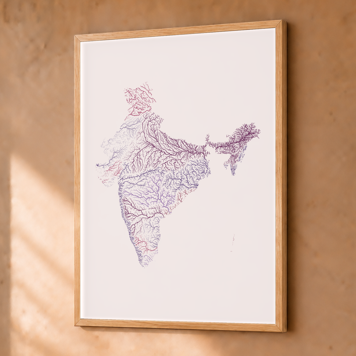 Beautiful Rivers — Índia — Ameixa e rosé, Fine art emoldurado · 30 × 40 cm, Natural · Sem margem