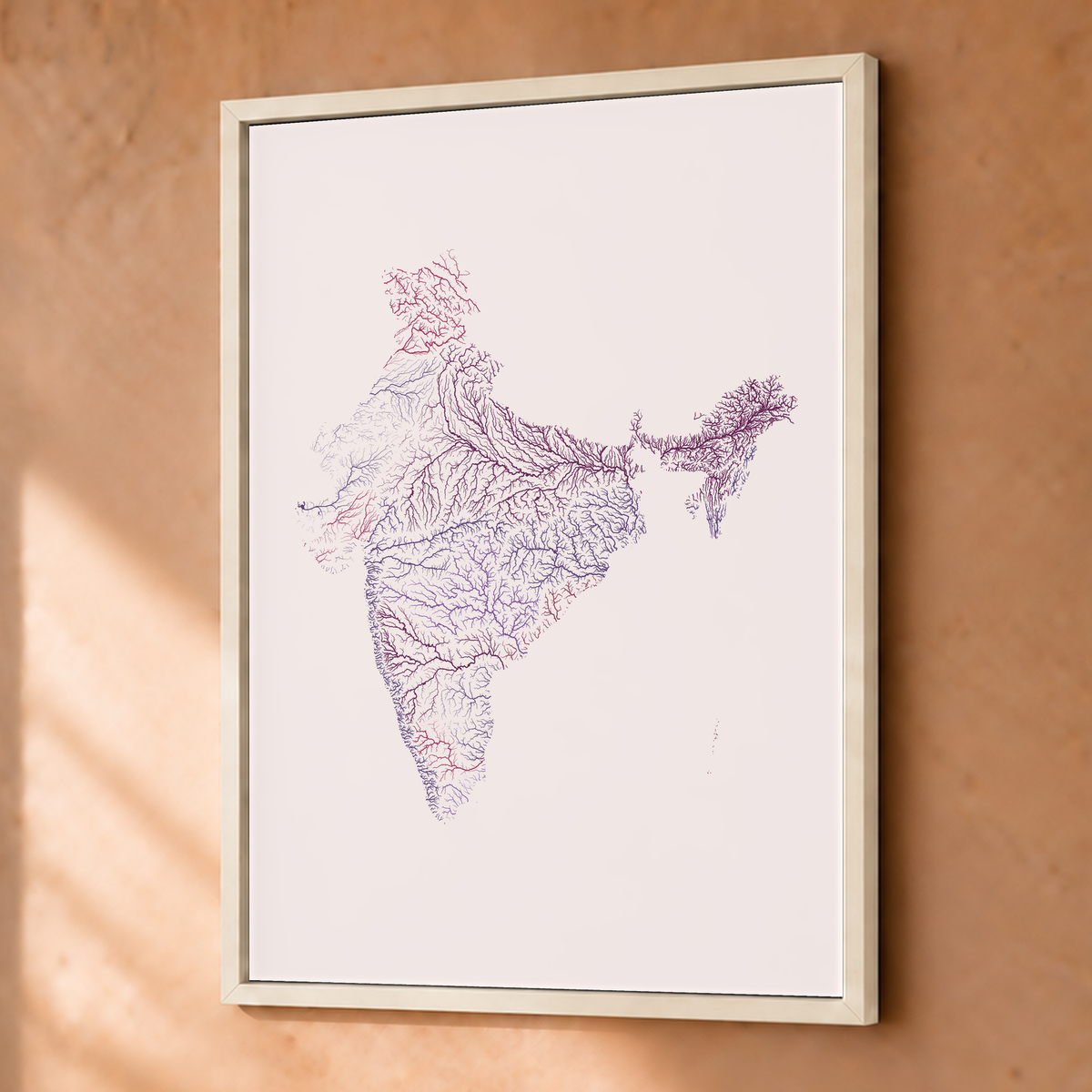 Beautiful Rivers — Índia — Ameixa e rosé, Fine art emoldurado · 30 × 40 cm, Branco · Sem margem