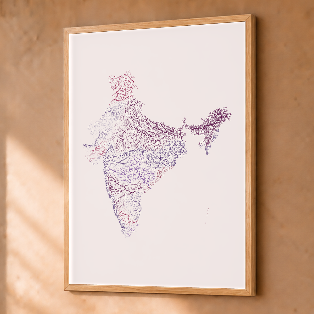 Beautiful Rivers — Índia — Ameixa e rosé, Fine art emoldurado · 45 × 60 cm, Natural · Sem margem