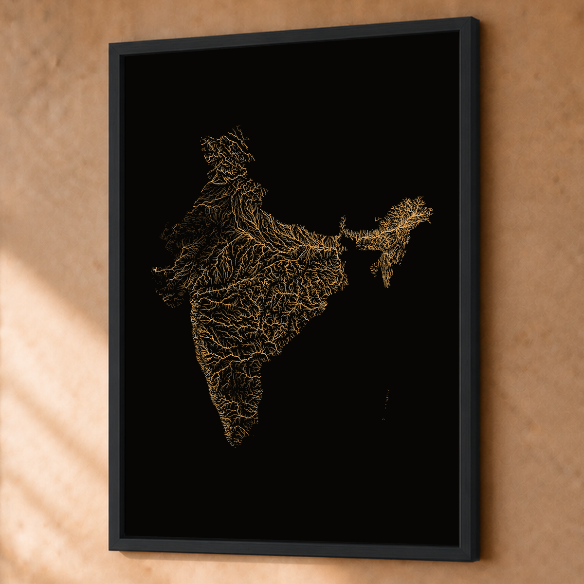 Beautiful Rivers — Índia — Cobre, Fine art emoldurado · 60 × 80 cm, Preto · Sem margem