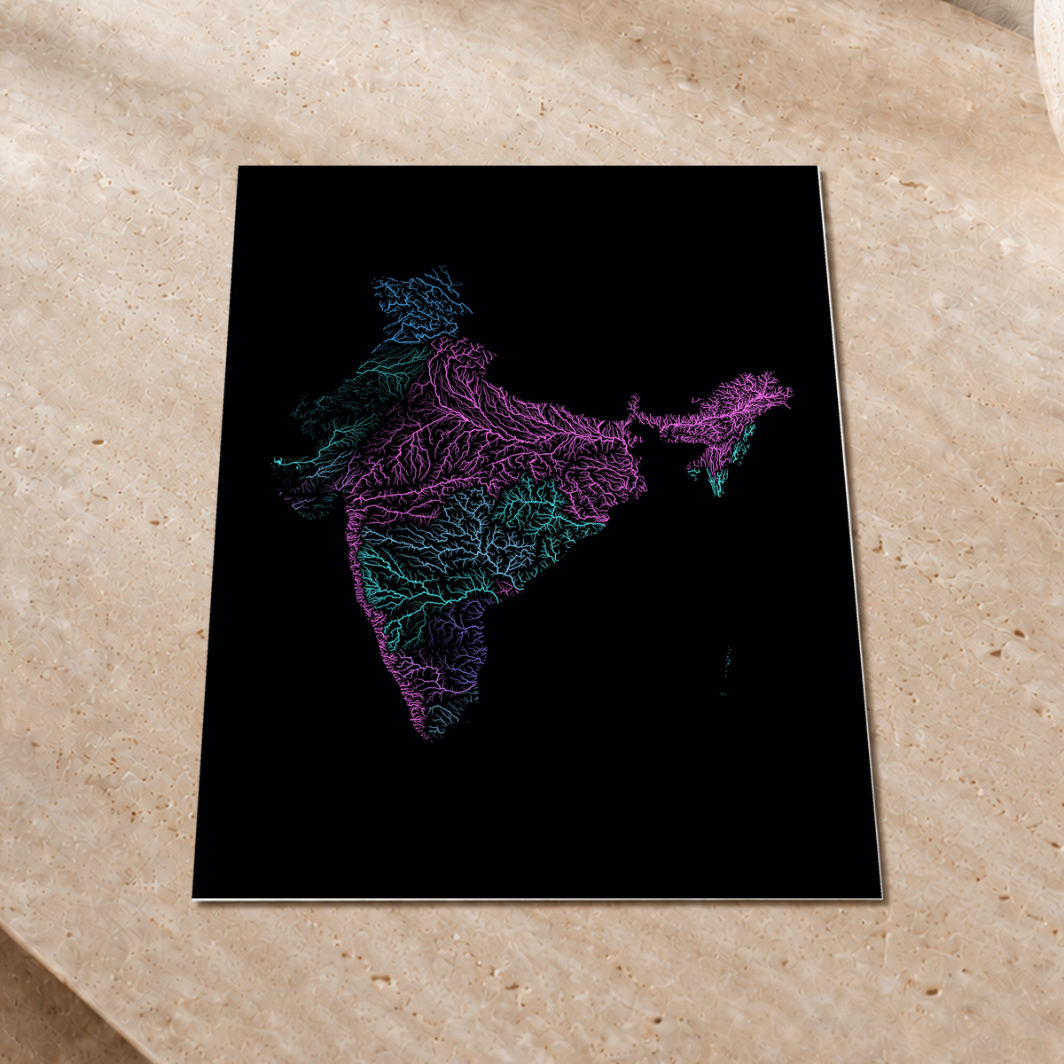 Beautiful Rivers — Índia — Neon hidrográfico, Impressão fine art · 30 × 40 cm, Sem margem