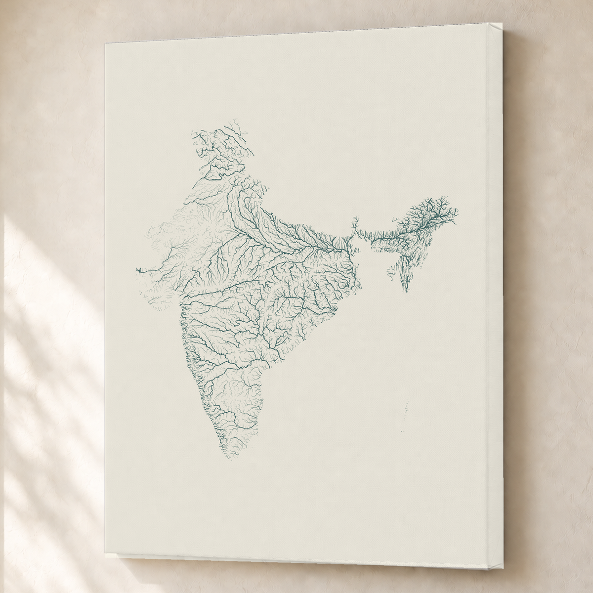 Beautiful Rivers — Índia — Natural e luminosa, Canvas · 60 × 80 cm, Sem margem