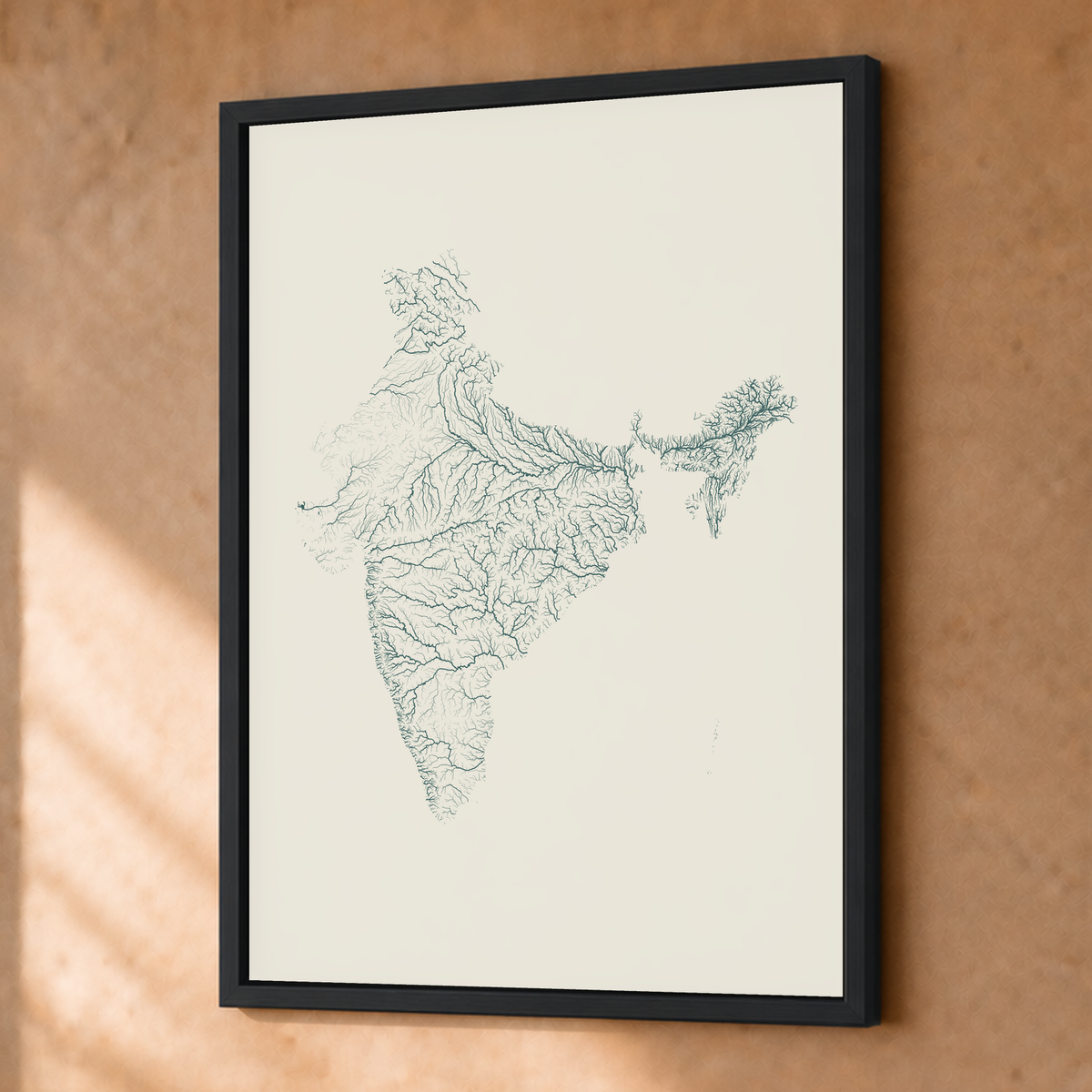 Beautiful Rivers — Índia — Natural e luminosa, Fine art emoldurado · 30 × 40 cm, Preto · Sem margem