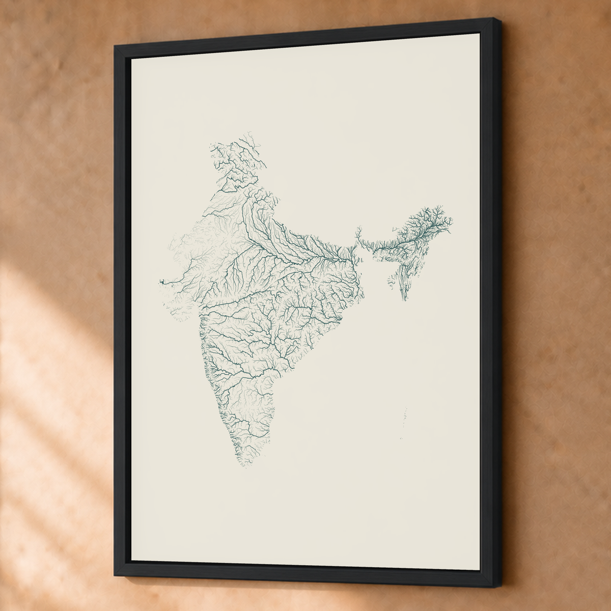 Beautiful Rivers — Índia — Natural e luminosa, Fine art emoldurado · 60 × 80 cm, Preto · Sem margem