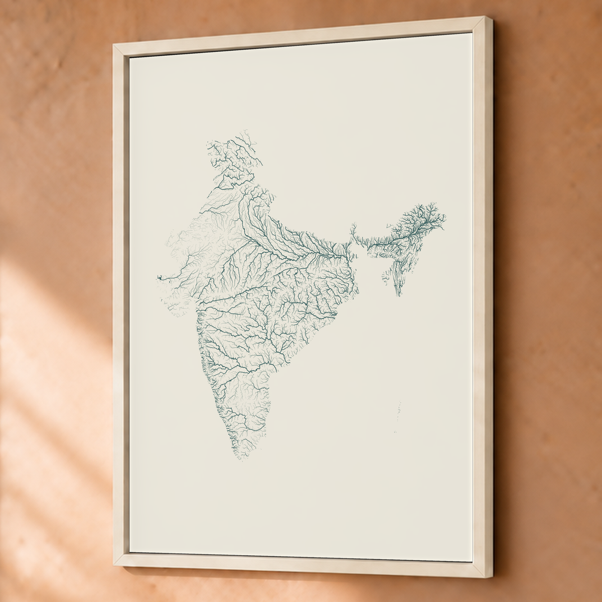 Beautiful Rivers — Índia — Natural e luminosa, Fine art emoldurado · 60 × 80 cm, Branco · Sem margem