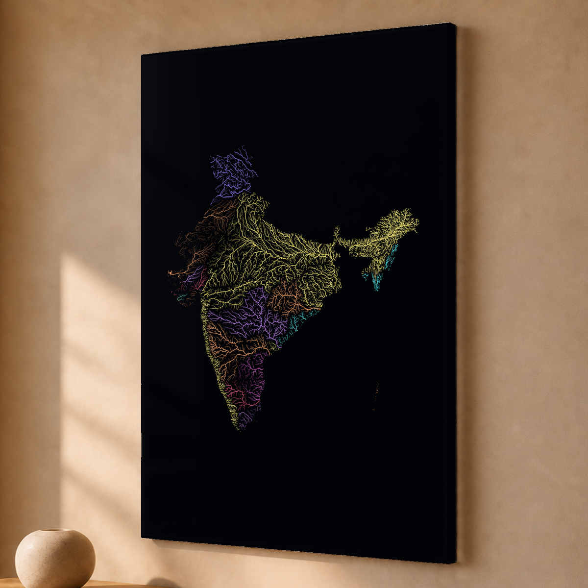 Beautiful Rivers — Índia — Neon por território, Acrílico · 40 × 60 cm, Sem margem