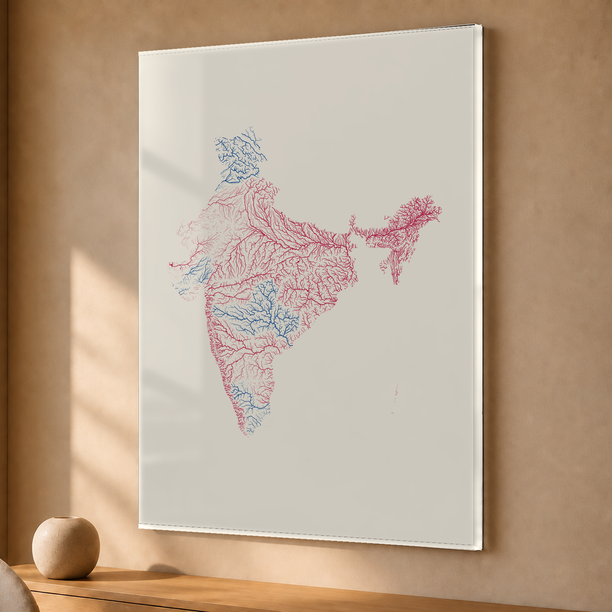 Beautiful Rivers — Índia — Risografia, Acrílico · 30 × 40 cm, Sem margem