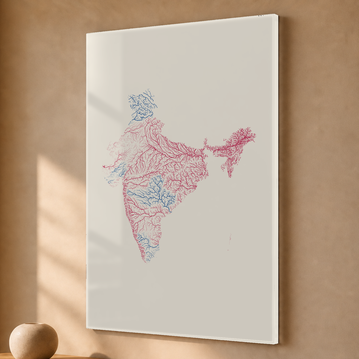 Beautiful Rivers — Índia — Risografia, Acrílico · 40 × 60 cm, Sem margem