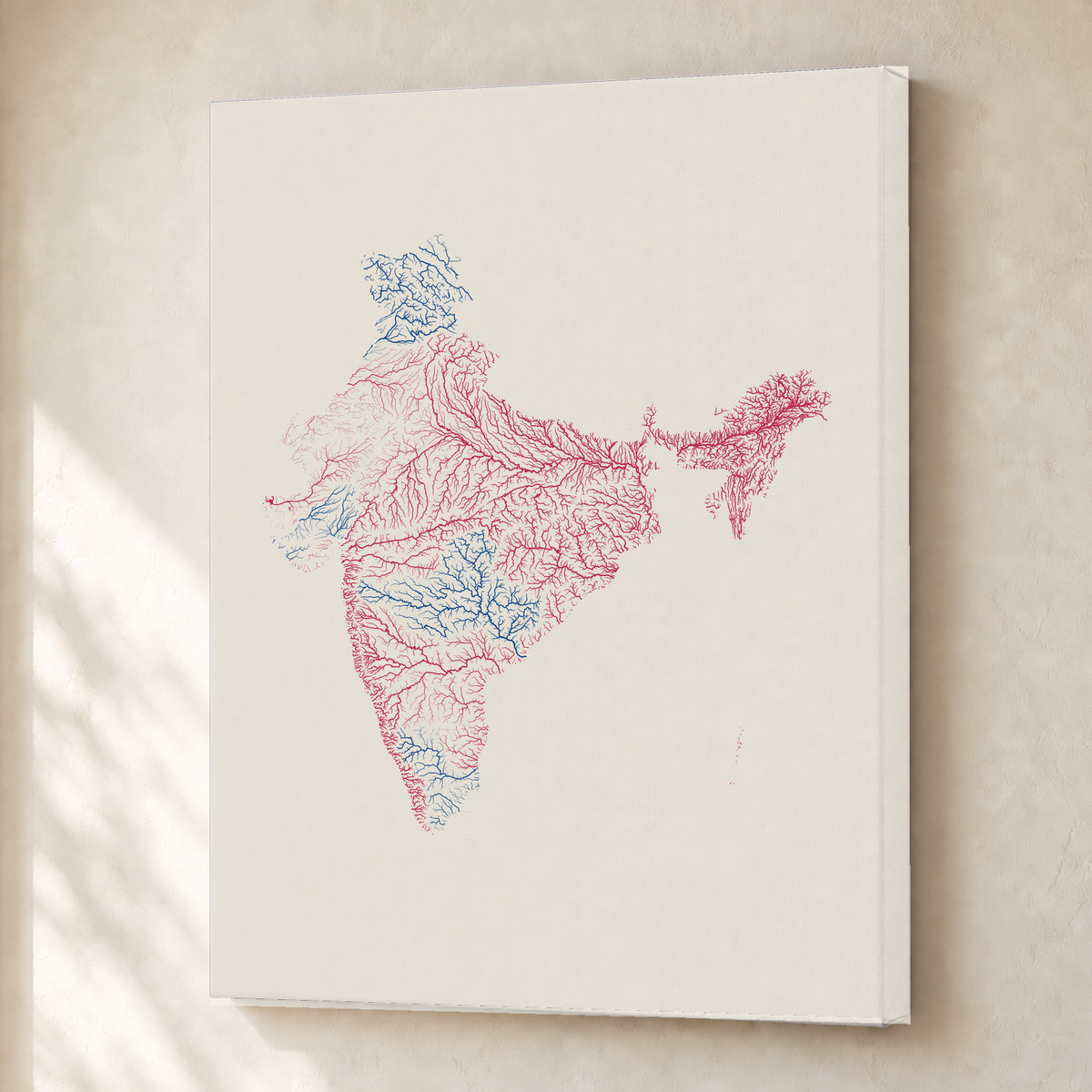 Beautiful Rivers — Índia — Risografia, Canvas · 30 × 40 cm, Sem margem