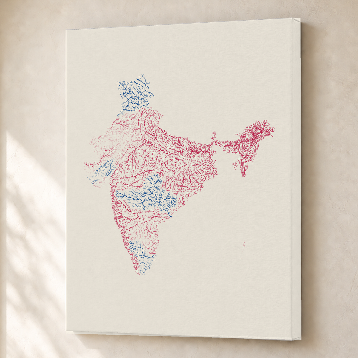 Beautiful Rivers — Índia — Risografia, Canvas · 45 × 60 cm, Sem margem