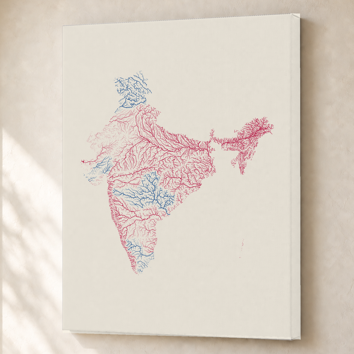 Beautiful Rivers — Índia — Risografia, Canvas · 60 × 80 cm, Sem margem