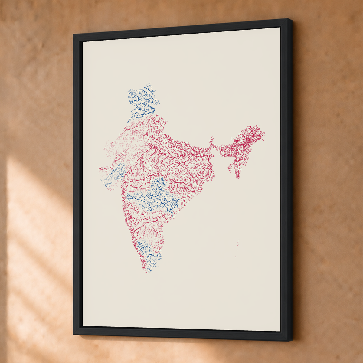 Beautiful Rivers — Índia — Risografia, Fine art emoldurado · 30 × 40 cm, Preto · Sem margem