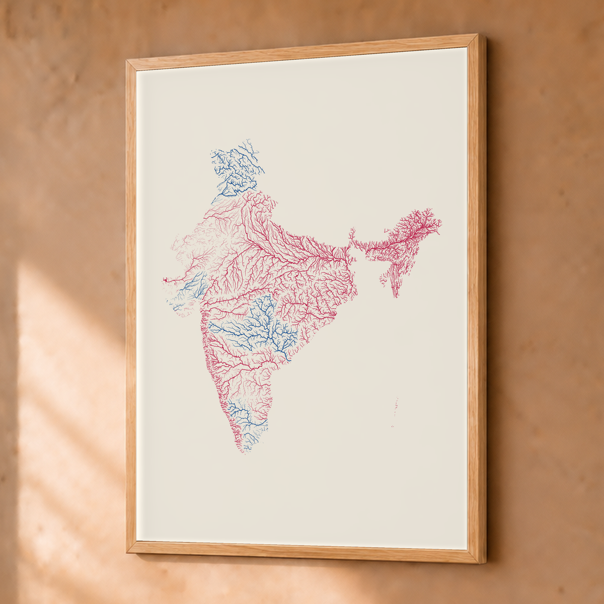 Beautiful Rivers — Índia — Risografia, Fine art emoldurado · 30 × 40 cm, Natural · Sem margem