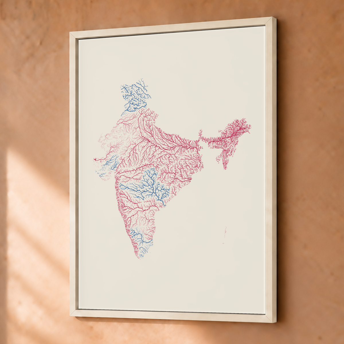 Beautiful Rivers — Índia — Risografia, Fine art emoldurado · 30 × 40 cm, Branco · Sem margem