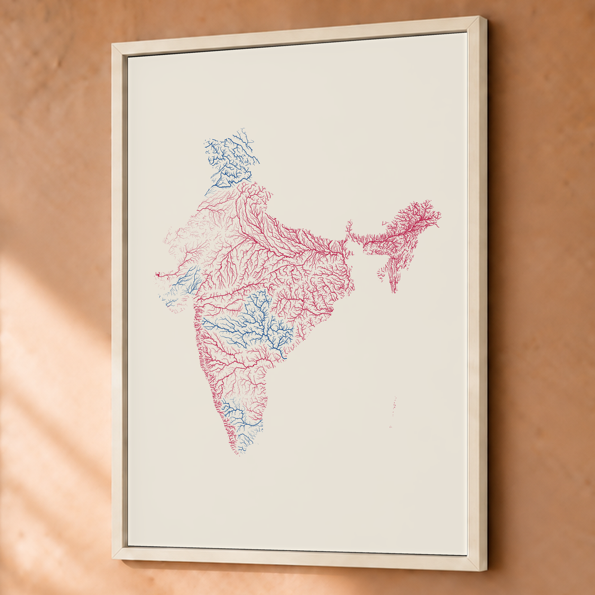 Beautiful Rivers — Índia — Risografia, Fine art emoldurado · 60 × 80 cm, Branco · Sem margem