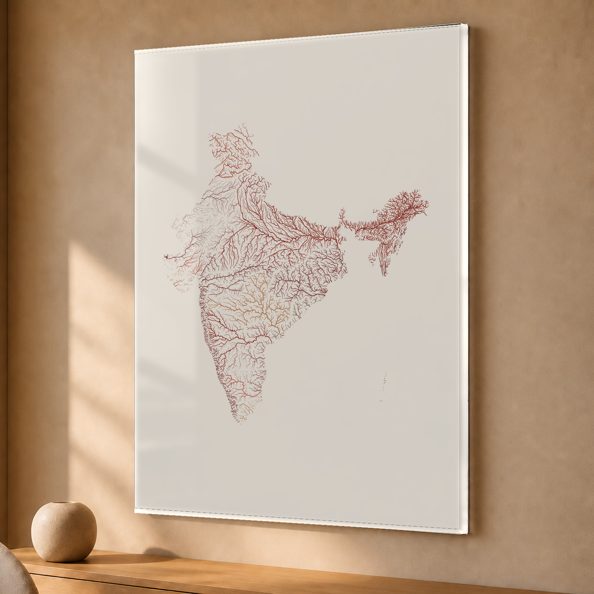 Beautiful Rivers — Índia — Terracota e areia, Acrílico · 30 × 40 cm, Sem margem