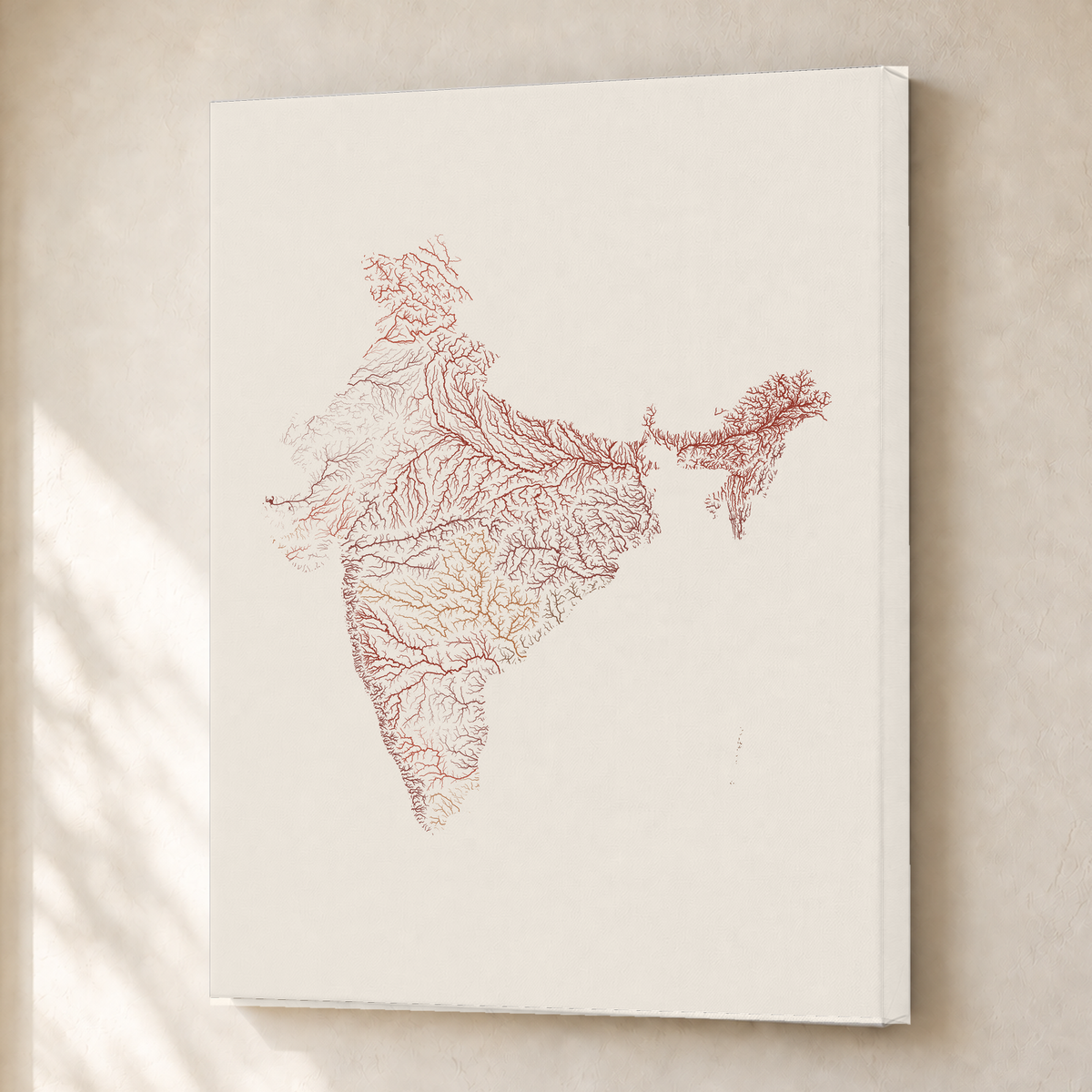 Beautiful Rivers — Índia — Terracota e areia, Canvas · 30 × 40 cm, Sem margem