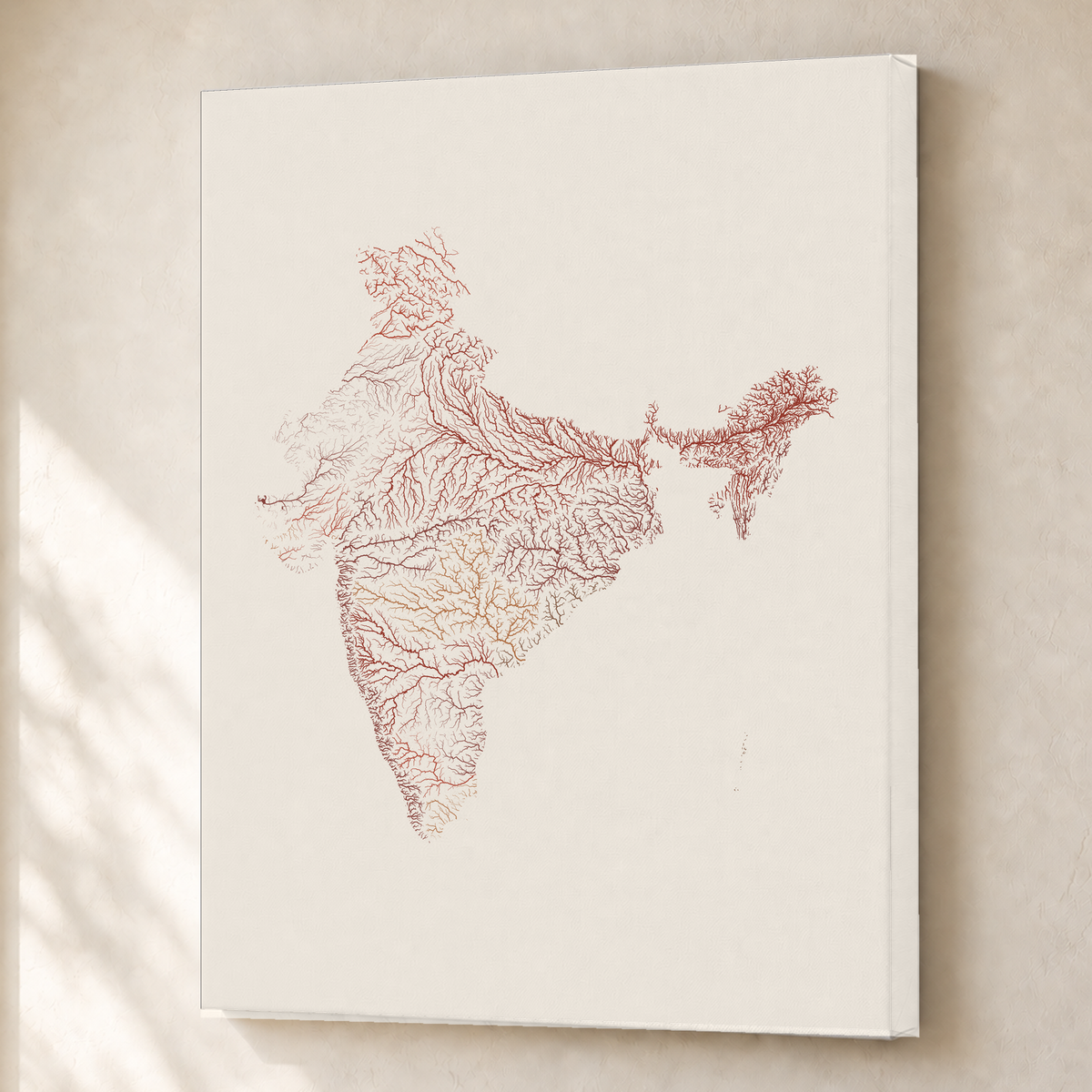 Beautiful Rivers — Índia — Terracota e areia, Canvas · 45 × 60 cm, Sem margem