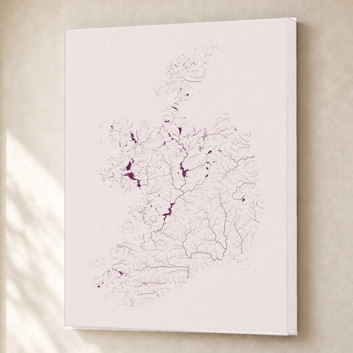 Beautiful Rivers — República da Irlanda — Ameixa e rosé, Canvas · 45 × 60 cm, Sem margem