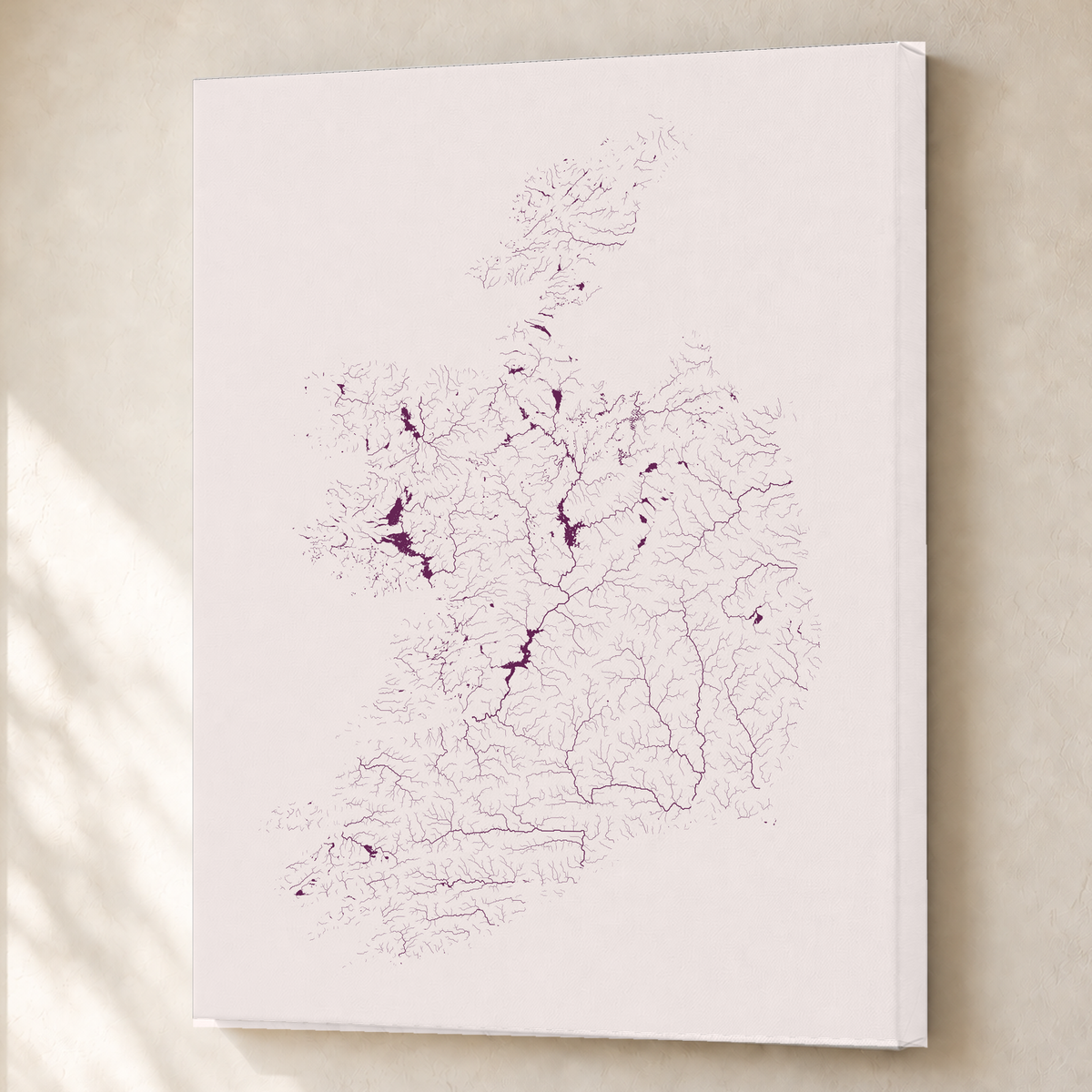 Beautiful Rivers — República da Irlanda — Ameixa e rosé, Canvas · 60 × 80 cm, Sem margem