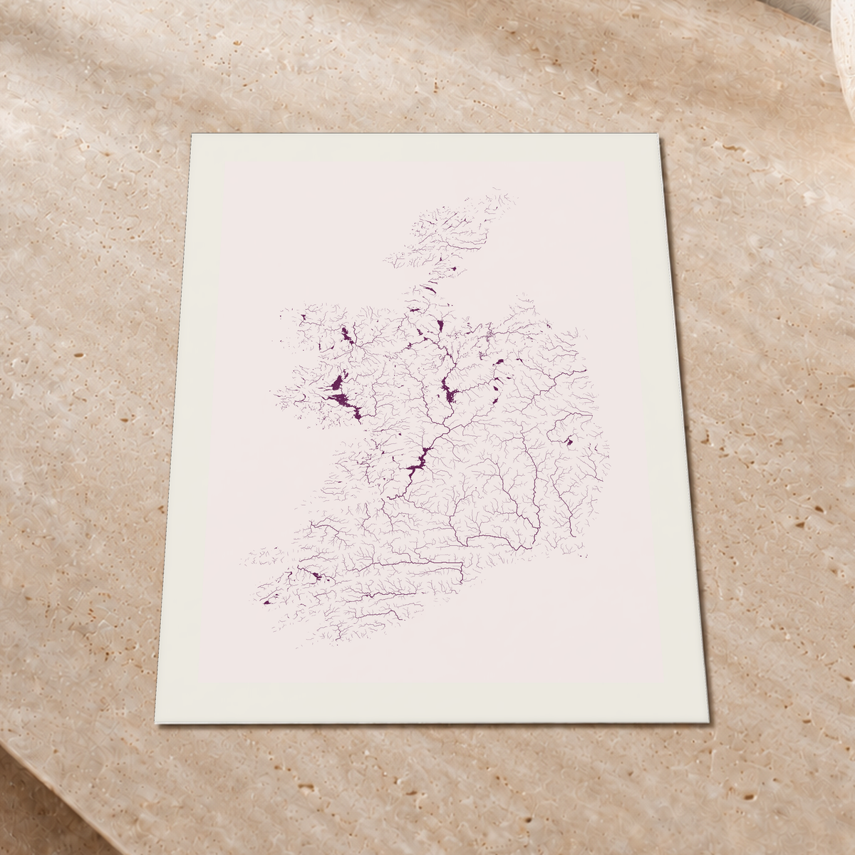 Beautiful Rivers — República da Irlanda — Ameixa e rosé, Impressão fine art · 30 × 40 cm, Margem branca