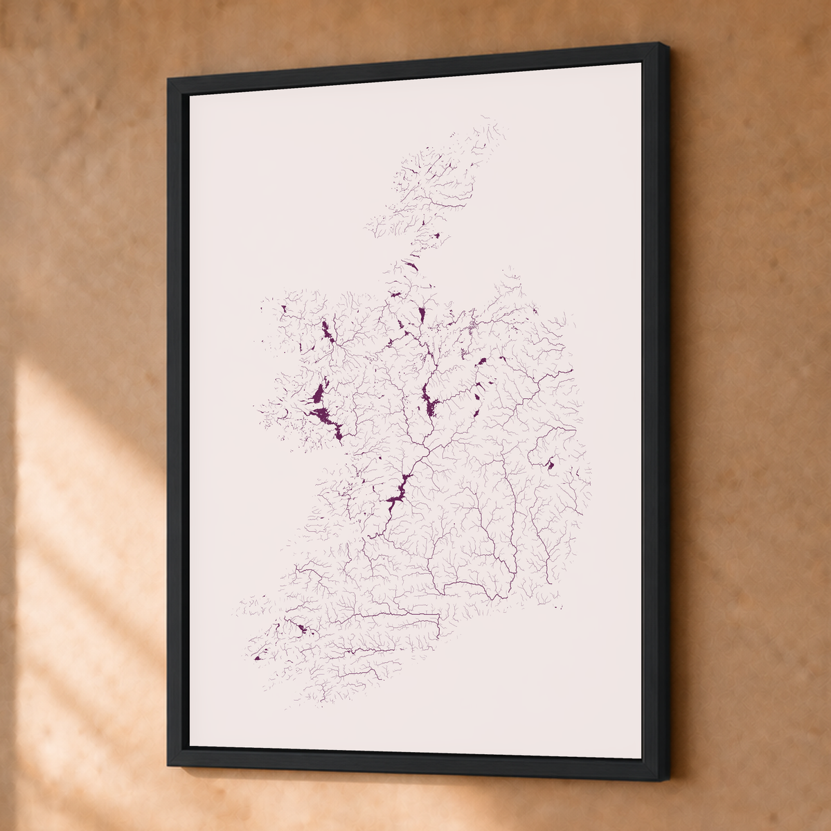 Beautiful Rivers — República da Irlanda — Ameixa e rosé, Fine art emoldurado · 30 × 40 cm, Preto · Sem margem
